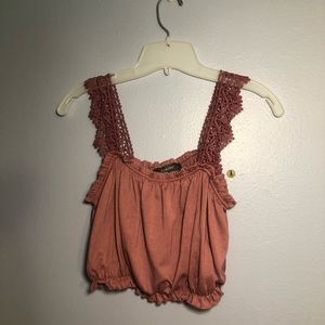 Lace Pink Crop Top medium